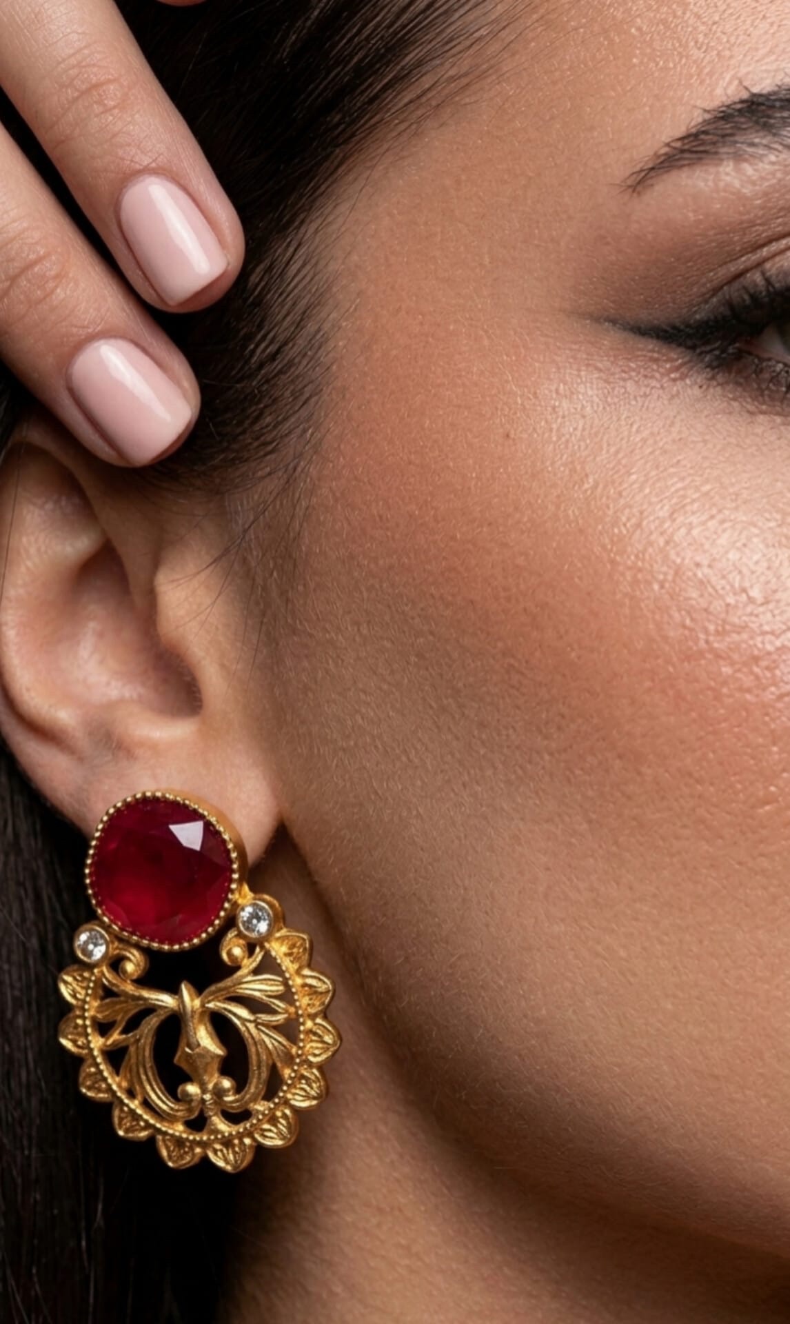 Ruby Filigree Studs