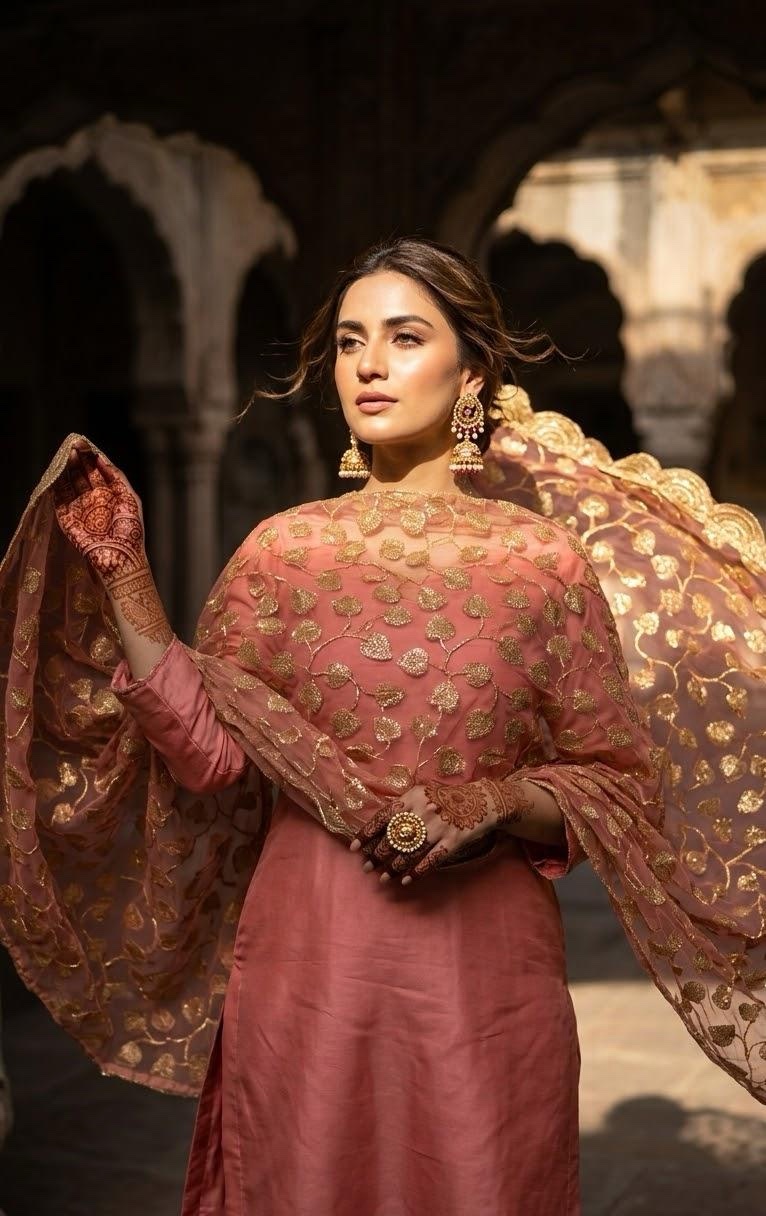 Rosewood Zari Dupatta