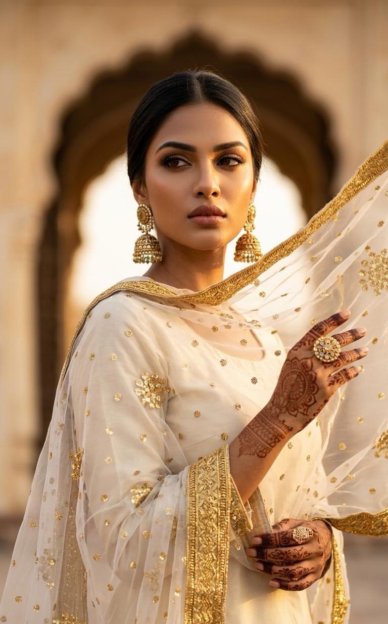 Ivory Sequin Dupatta